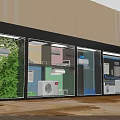 Modern Showroom Display With Green Plant Wall And Air Conditioner Units