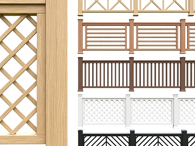 Guardrail combination fence wooden handrail partition railing model