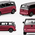 Red Volkswagen Van Exterior Design Showcasing Multiple Angles Side And Rear Views 3d model