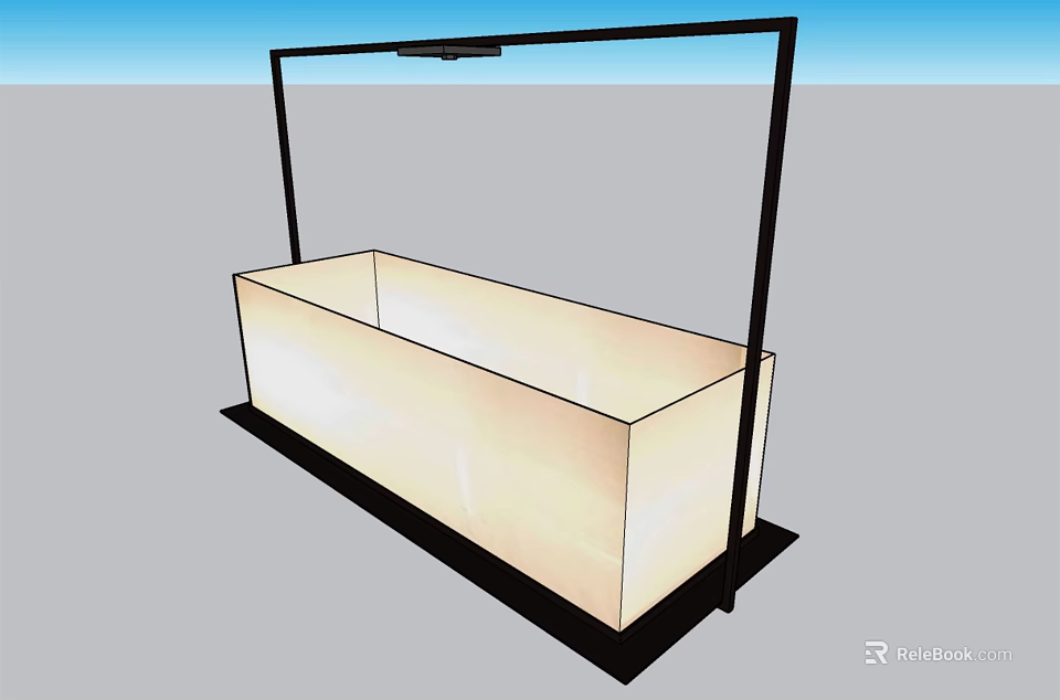 Modern Minimalist Chandelier With Black Frame And Light Colored Rectangular Lampshade 3d model 