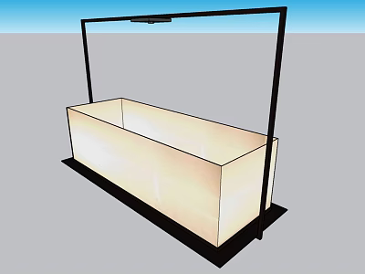 Modern Minimalist Chandelier With Black Frame And Light Colored Rectangular Lampshade 3d model