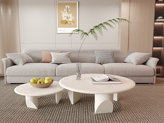 Cream wind three sofa cream wind coffee table 3d model