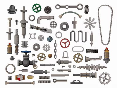 Modern 2D Mechanical Machine Parts Gear Unit Industrial Silhouette 3d model