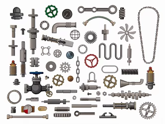 Modern 2D Mechanical Machine Parts Gear Unit Industrial Silhouette 3d model