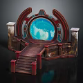 Detailed Fantasy Scenery Structure With Illuminated Circular Panel Steps And Pillars 3d model