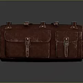 Vintage Brown Canvas Duffel Bag With Multiple Pockets And Leather Straps 3d model