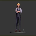Worker European worker mechanic builder repairman miner digger figure 3d model