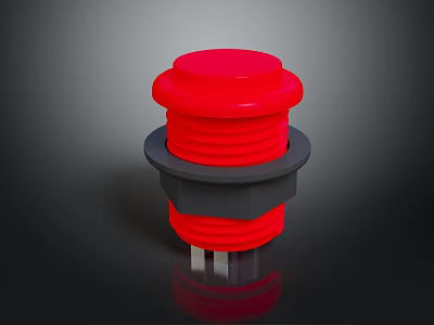 Red Push Button Switch Hardware Tool With Round Shape And Durable Construction For Industrial Use 3d model