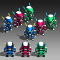 Colorful Game and Movie Robot Characters with Multiple Colors and Cute Antenna Design