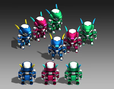 Three Shading Two Mecha Robot Robot Up to Q Edition Cartoon Style European and American Style Hand-painted Style Game Style 3d model