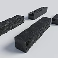 Black Long Textured Stone Garden Decorative Pieces With Diverse Surface Textures 3d model