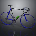 Modern Road Bicycle With Blue Wheels Black Frame And Green Water Bottle Cage