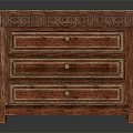 Vintage Wooden Console Cabinet with Carved Details Three Drawers Entryway Storage Furniture