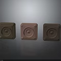 Three Square Small Electronic Appliances With Round Button Brown Pink Dark Brown Compact Design