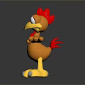 3D Cartoon Chicken Character With Orange Body Yellow Feet And Open Arms