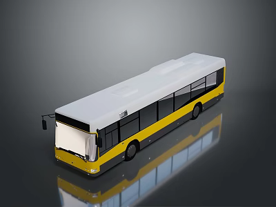 Modern Yellow And White Bus With Black Windows And Reflective Surface 3d model