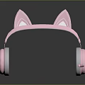 Cute Pink Cat Ear Headphones Design With Microphone For Computer Use 3d model