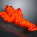 Orange Playful Creature Figure With Segmented Body And Red Spots On Dark Background Design 3d model