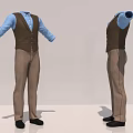 Stylish Men's Outfit With Blue Shirt Brown Vest Brown Pants And Black Shoes