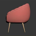 Pink Modern Chair With Scalloped Back Design And Gold Metal Legs