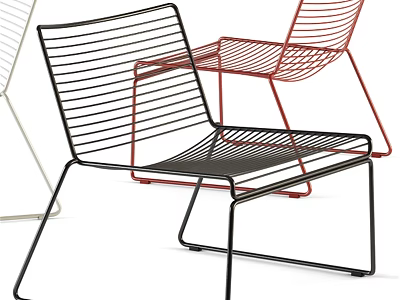 Modern Metal Lounge Chairs With Wireframe Structure In Black Red White 3d model