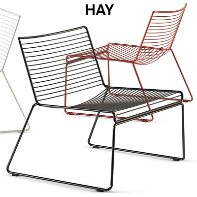 Modern Metal Lounge Chairs With Wireframe Structure In Black Red White 3d model