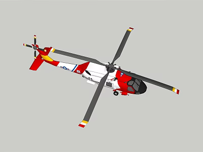 White And Red Helicopter 3D Model With Rotors And Tail Design 3d model