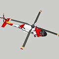White And Red Helicopter 3D Model With Rotors And Tail Design 3d model