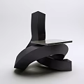 Modern Single Chair With Abstract Curved Base And Black Wooden Seat Design
