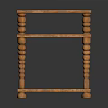 Brown Wooden Side Table Featuring Multi Tier Design And Carved Cylindrical Legs