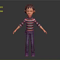 Game Film Character Boy Wearing Red Black Striped Sweater Blue Jeans Standing Pose
