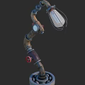 Industrial Style Pipe Table Lamp With Gear Base And Exposed Bulb 3d model
