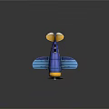 Vintage Blue And Yellow Biplane Passenger Plane Model With Propeller And Classic Design