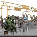 Elegant Florist Shop with Golden Frame Various Flowers and Plant Displays