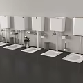 White Bathroom Accessories Including Squat Toilets Water Tanks Trash Bins And Toilet Brushes