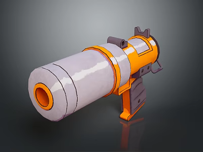 Orange and Gray Modern Weapon Launcher with Cylindrical Barrel Ergonomic Grip and 3D Concept Design 3d model
