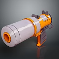 Orange and Gray Modern Weapon Launcher with Cylindrical Barrel Ergonomic Grip and 3D Concept Design