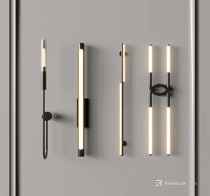 Modern Wall Sconce Designs With Sleek Metal Structures And Warm LED Illumination Effects 3d model 