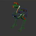 3D Mechanical Robot Creature Character With Metallic Legs Red Accents And Brown Body Design