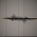 Elegant Modern Wall Decoration With Wavy Design Wooden Base And Striped Background