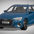 Blue Audi Hatchback Car With Modern Front Design And UK License Plate