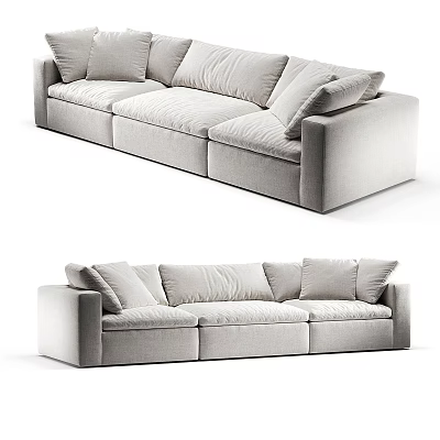 Modern Three Seater Sofa With Soft Velvet Upholstery And Plush Cushions 3d model