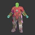 Iron Man Metallic Armor Figure Standing With Shiny Surface And Mechanical Details