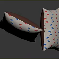 Decorative White Pillows With Red And Blue Leaf Patterns For Home Furniture