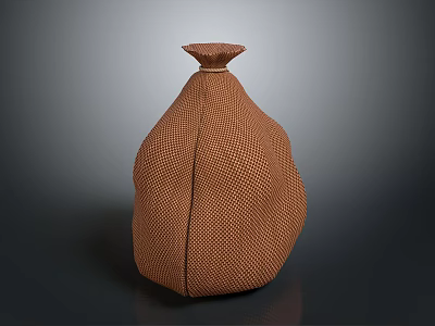 Brown Grid Pattern Decorative Storage Bag For Home Living Supplies 3d model
