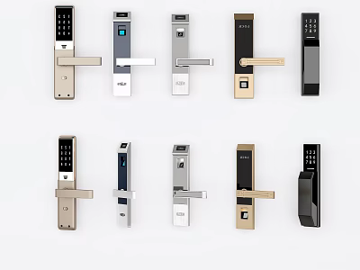 Smart Modern Door Handles With Electronic Locks And Various Design Styles 3d model