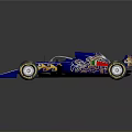 Blue Formula 1 Race Car With Gold Patterns And Italian Flag Details