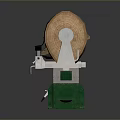 Green Wood Lathe Machine Processing Wooden Log With Metal Components And Control Panel