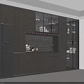 Modern Full Wall Sideboard Cabinet With Built In Refrigerator And Luxury Illuminated Wine Storage Design