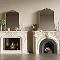 Ornate White Fireplaces With Mirrors Candlesticks Green Plant And Decorative Items